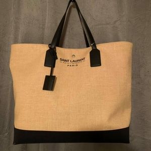 YSL Saint Laurent Raffia Beach Tote Bag